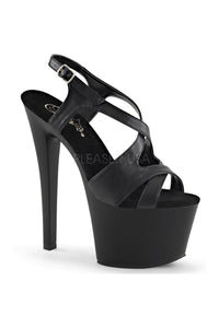 Pleaser SKY-330 Platform Sandal in Black Faux Leather from SexyShoes.com