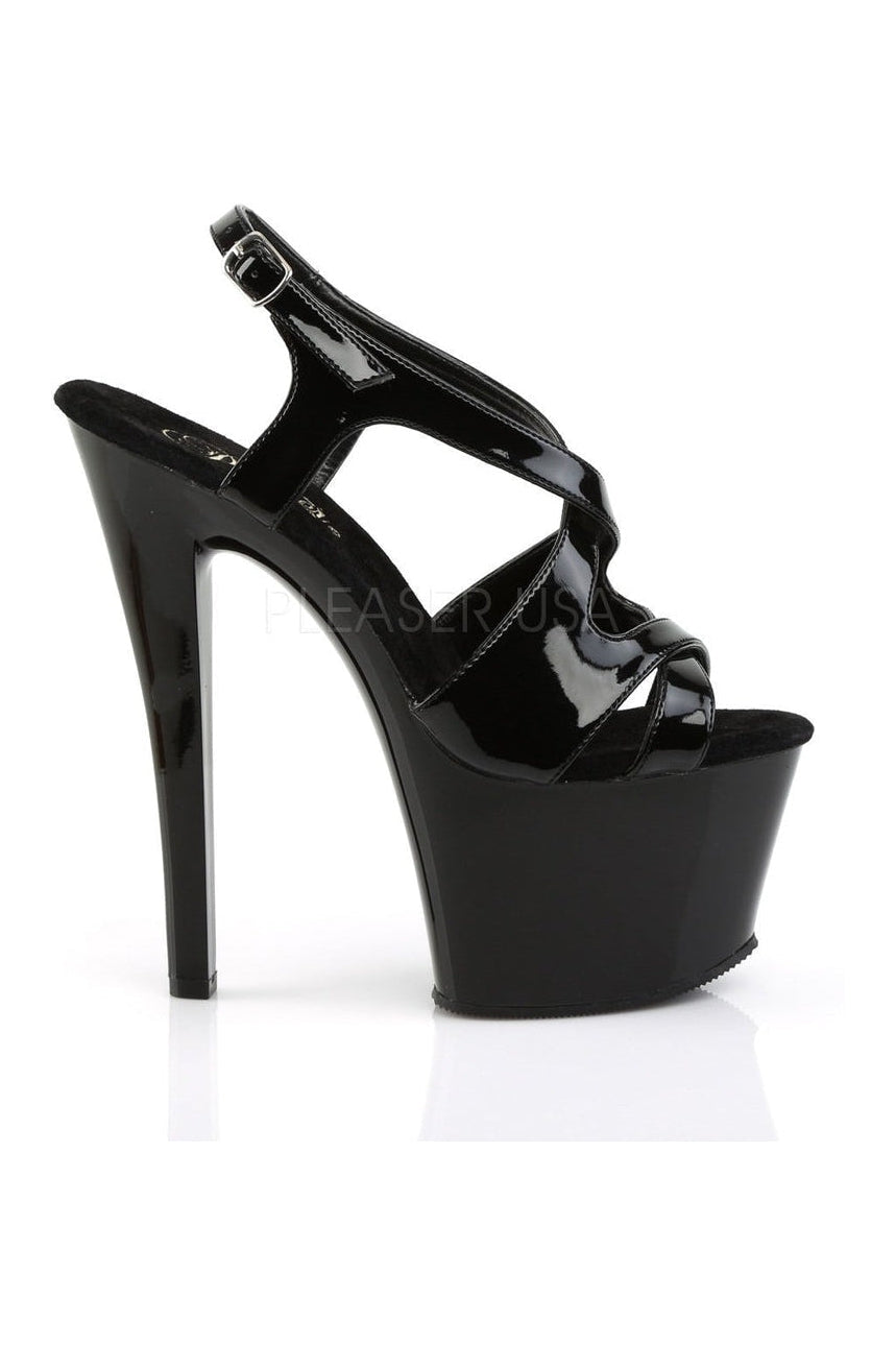 SKY-330 Platform Sandal | Black Patent-Pleaser-Sandals-SEXYSHOES.COM