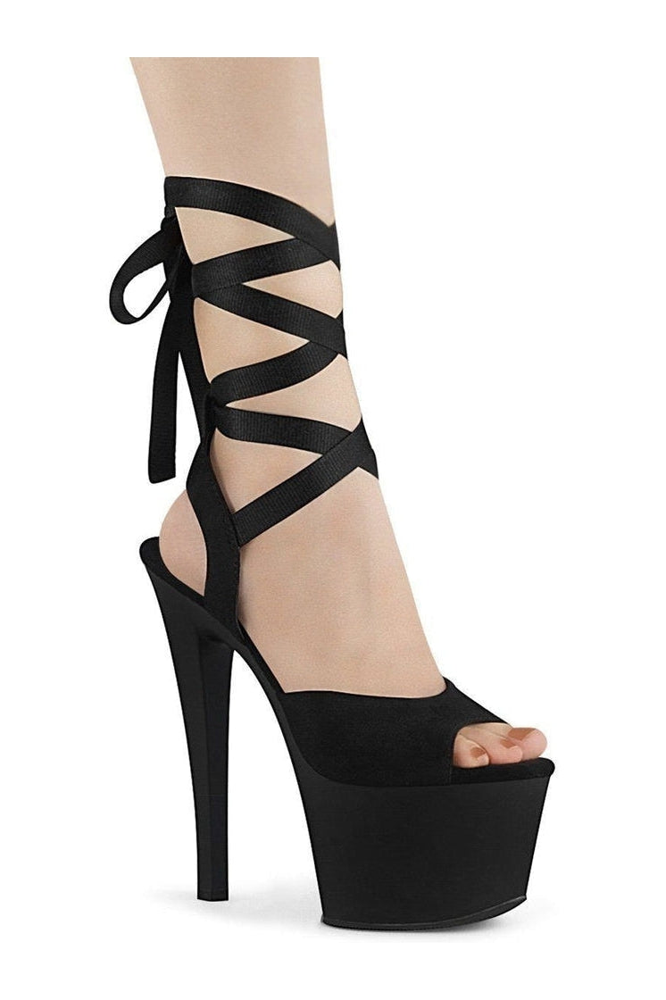Pleaser SKY-334 Exotic Platform Sandal in Black Faux Leather from SexyShoes.com