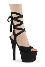SKY-334 Exotic Platform Sandal | Black Faux Leather