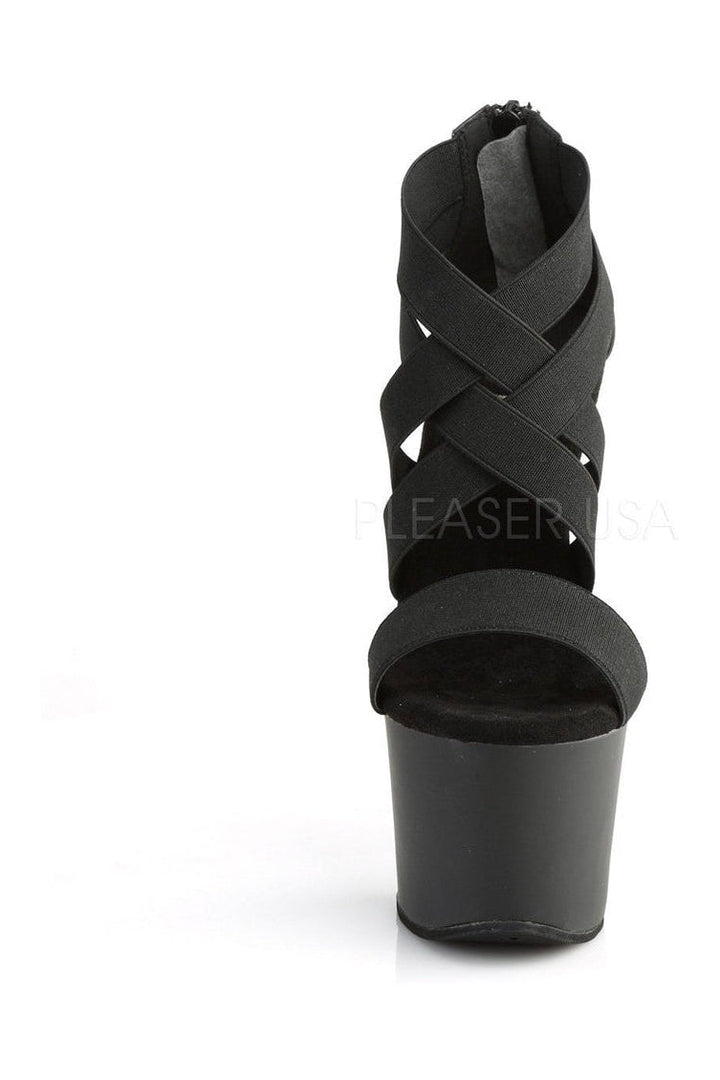 SKY-369 Platform Sandal | Black elastic-Pleaser-Sandals-SEXYSHOES.COM