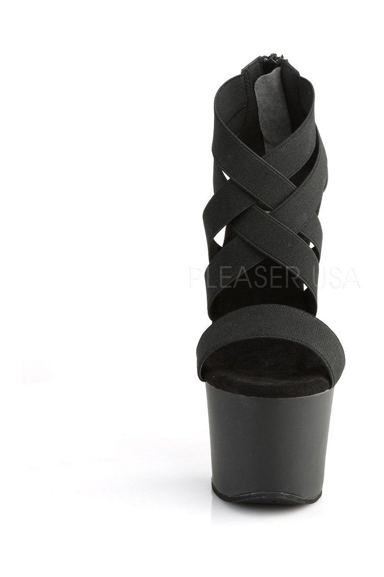 Pleaser SKY-369 Platform Sandal in Black Faux Leather