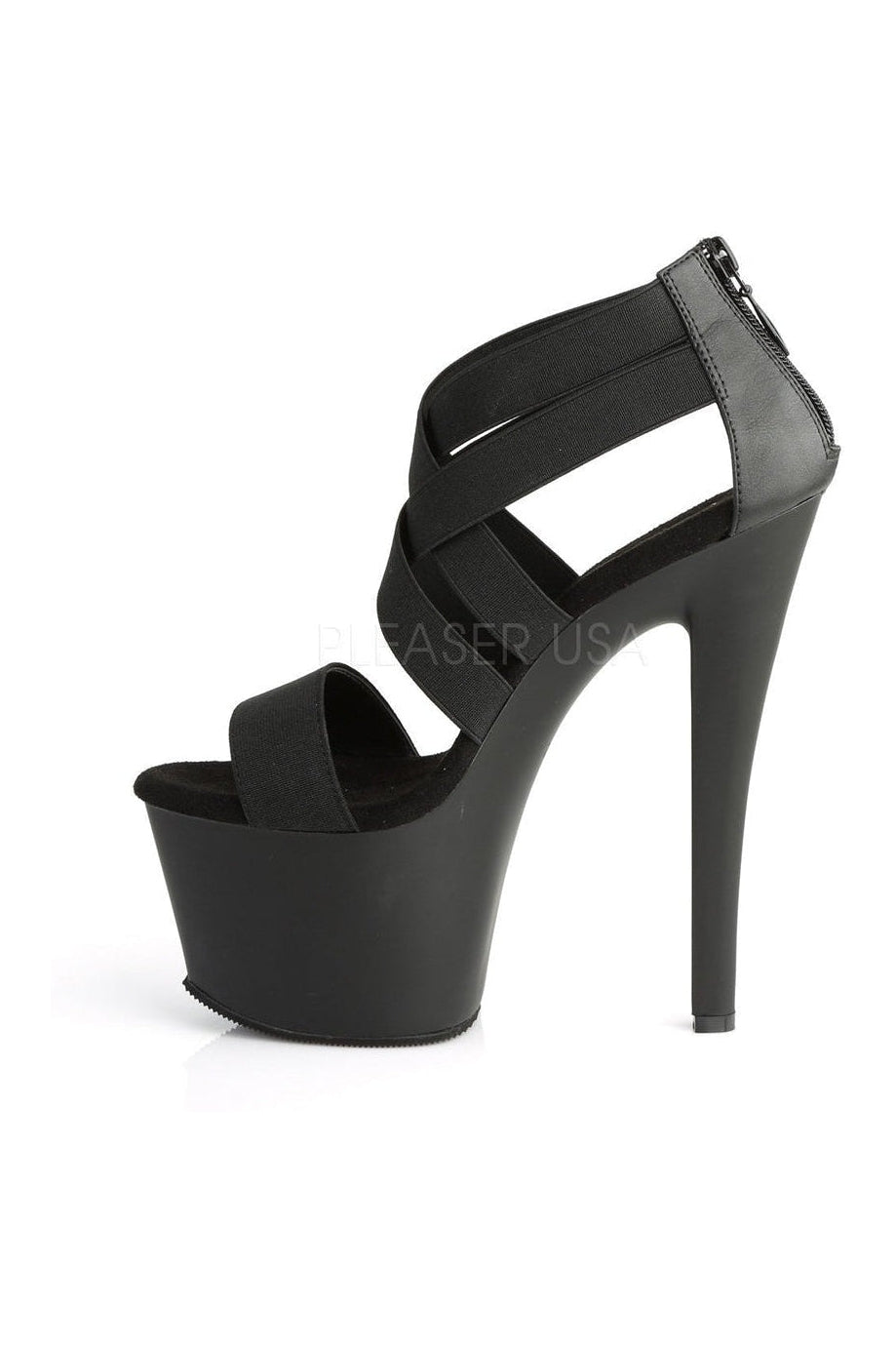 Pleaser SKY-369 Platform Sandal in Black Faux Leather