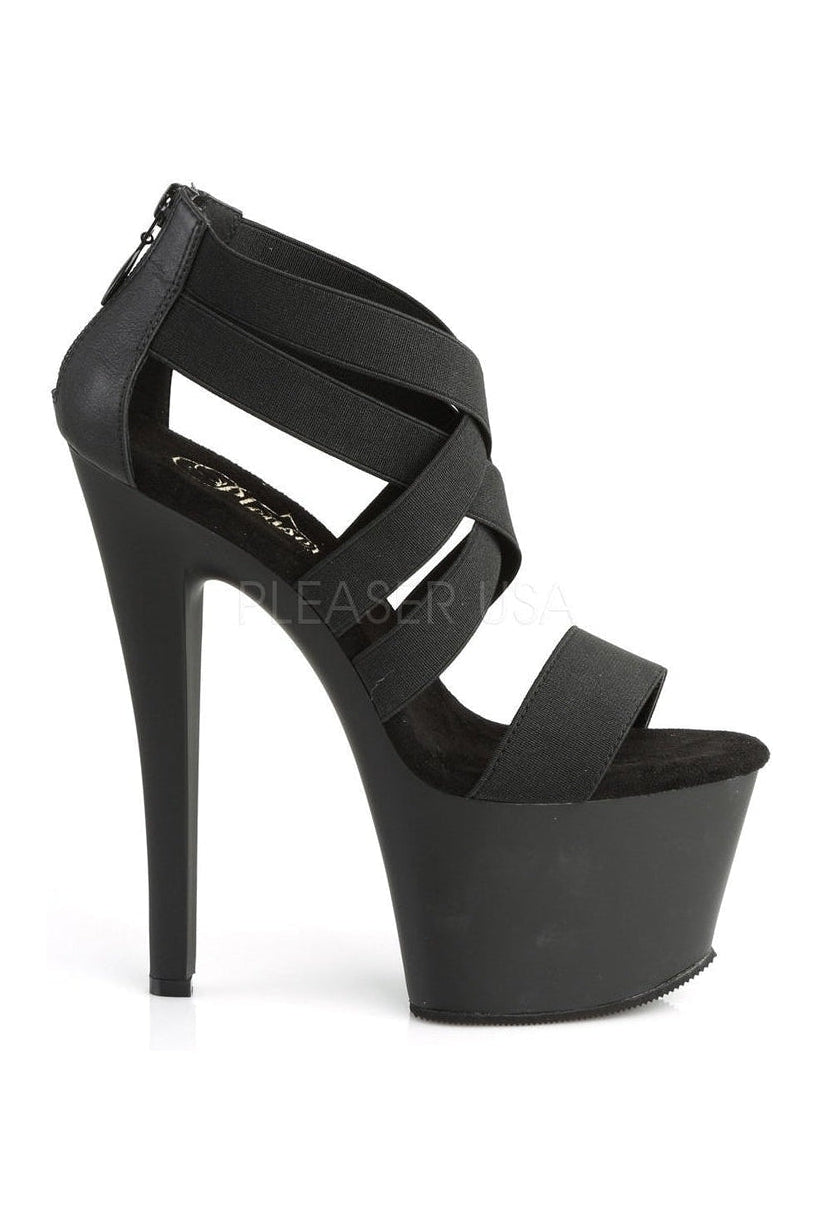 Pleaser SKY-369 Platform Sandal in Black Faux Leather