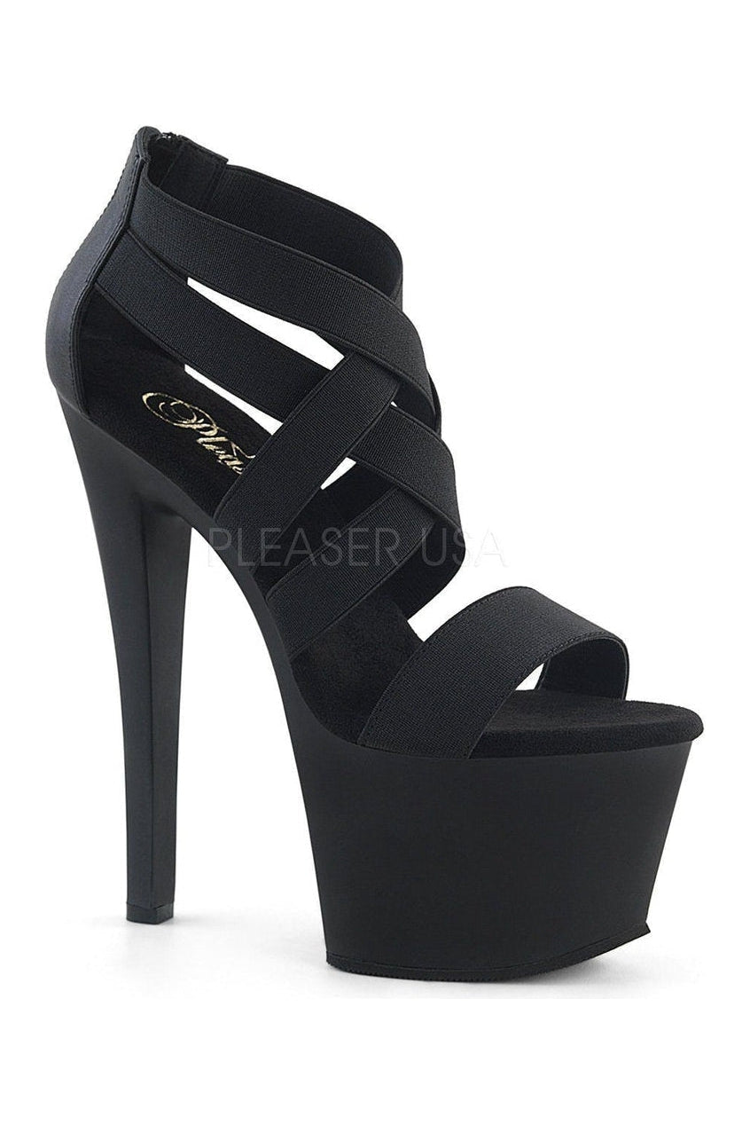Pleaser SKY-369 Platform Sandal in Black Faux Leather from SexyShoes.com