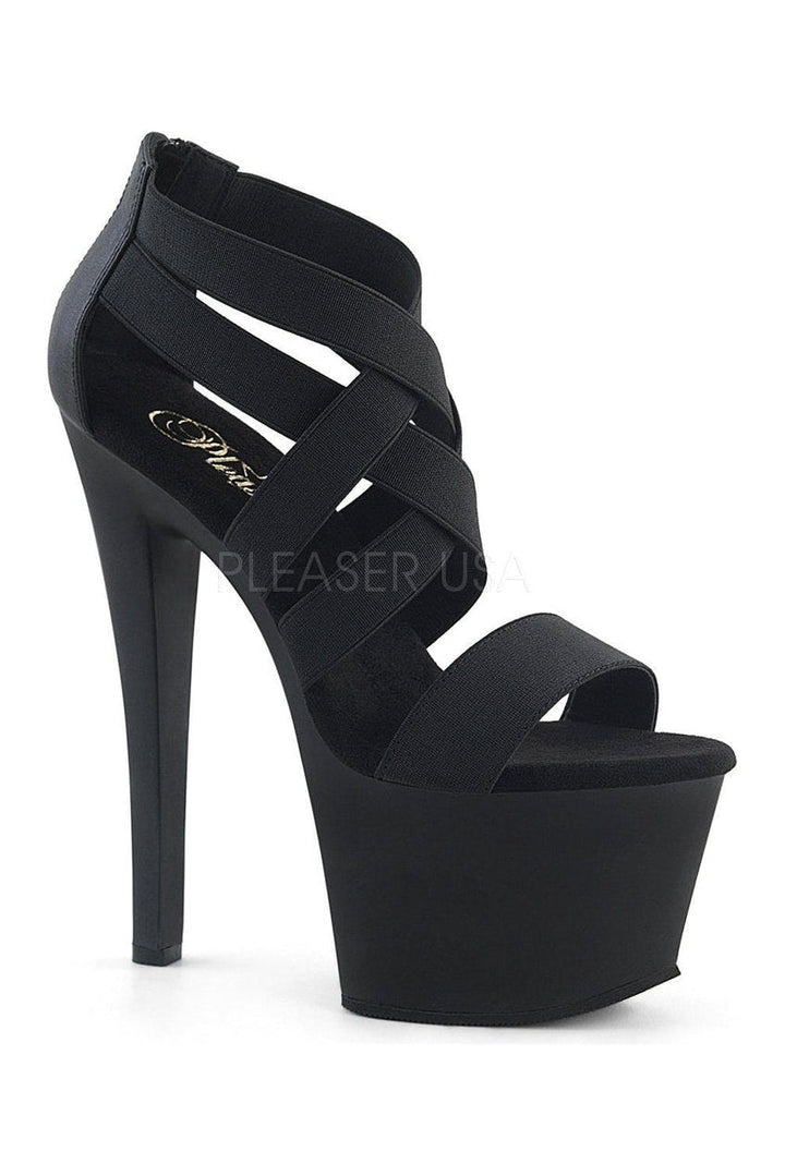 SKY-369 Platform Sandal | Black elastic-Pleaser-Black-Sandals-SEXYSHOES.COM
