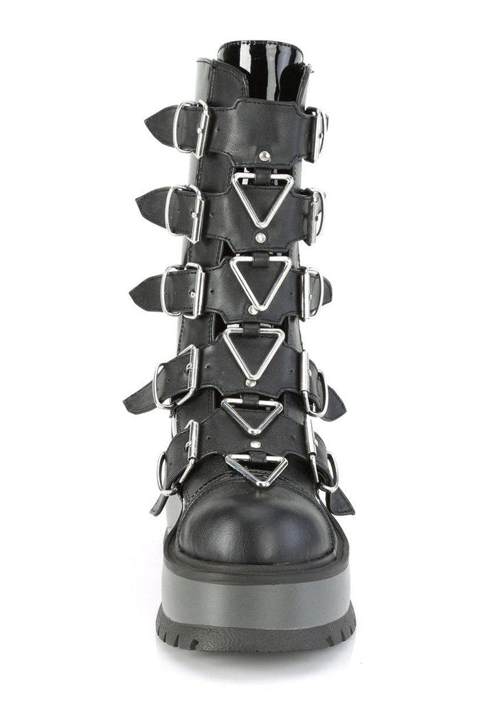 SLACKER-160 Knee Boot | Black Faux Leather