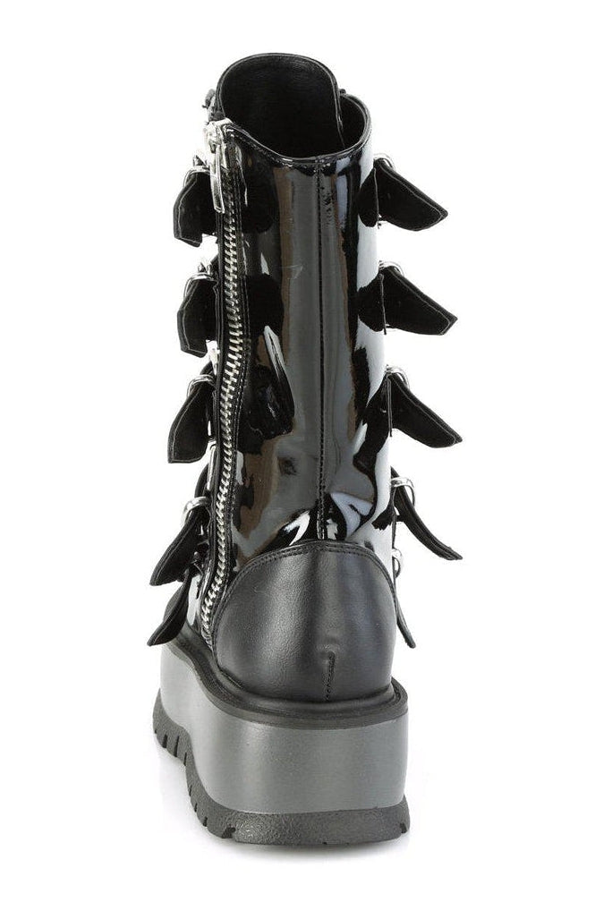 SLACKER-160 Knee Boot | Black Faux Leather-Knee Boots-Demonia-SEXYSHOES.COM