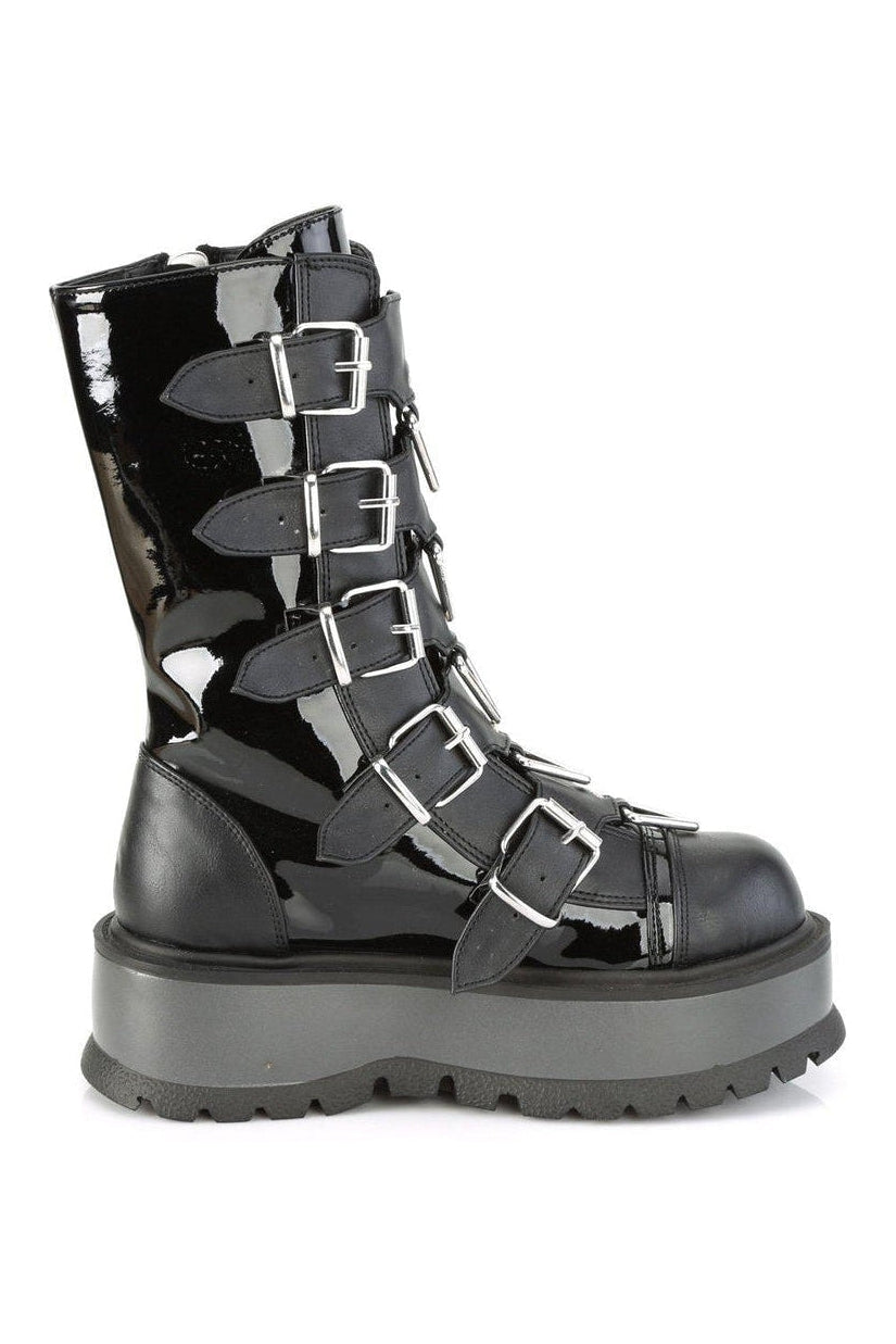 Demonia SLACKER-160 Knee Boot in Black Faux Leather