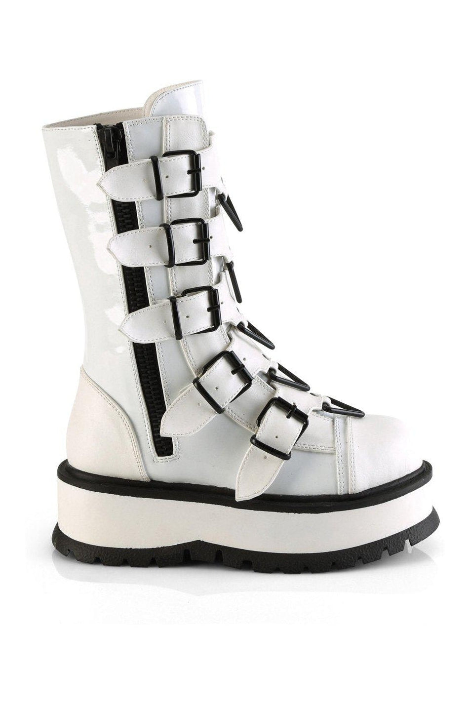 Demonia SLACKER-160 Knee Boot in White Patent