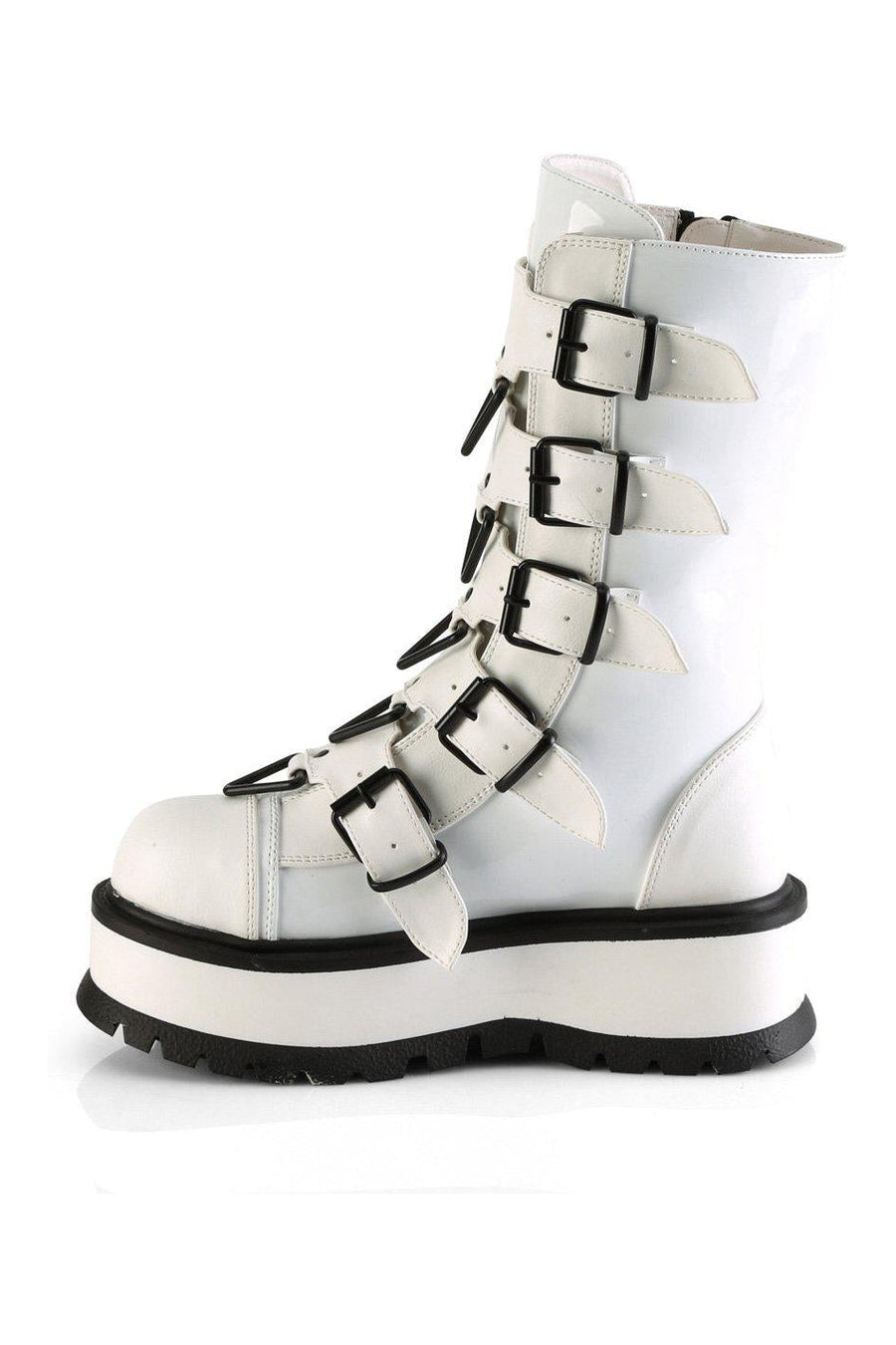 Demonia SLACKER-160 Knee Boot in White Patent