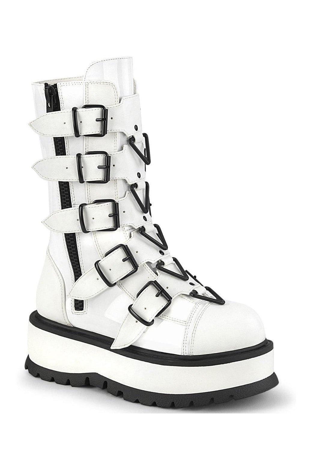 Demonia SLACKER-160 Knee Boot in White Patent from SexyShoes.com