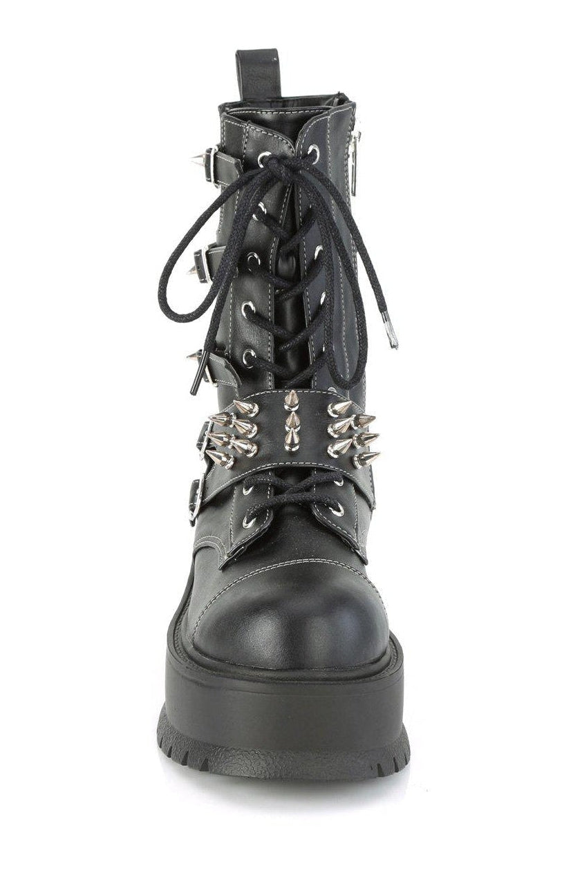 Demonia SLACKER-165 Knee Boot in Black Faux Leather