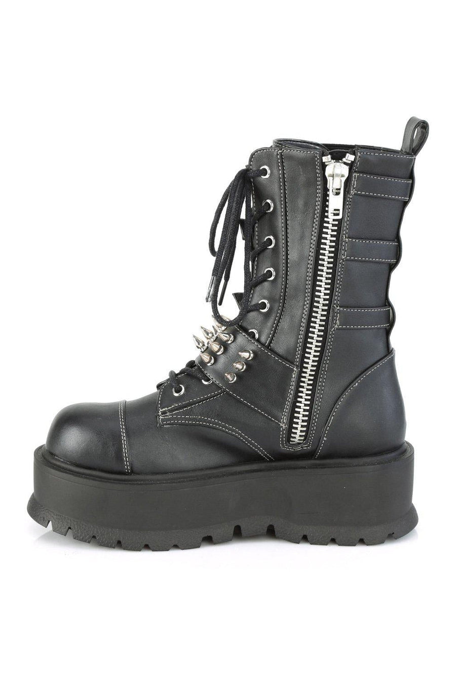 Demonia SLACKER-165 Knee Boot in Black Faux Leather