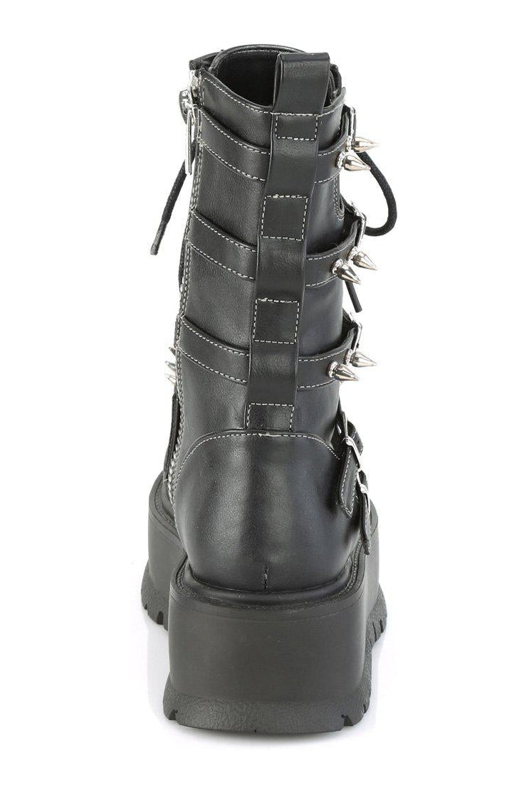 Demonia SLACKER-165 Knee Boot in Black Faux Leather