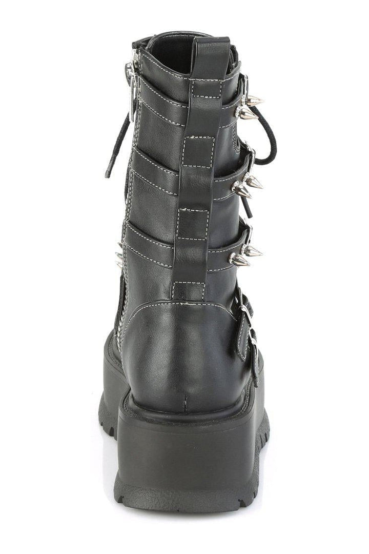 SLACKER-165 Knee Boot | Black Faux Leather-Knee Boots-Demonia-SEXYSHOES.COM