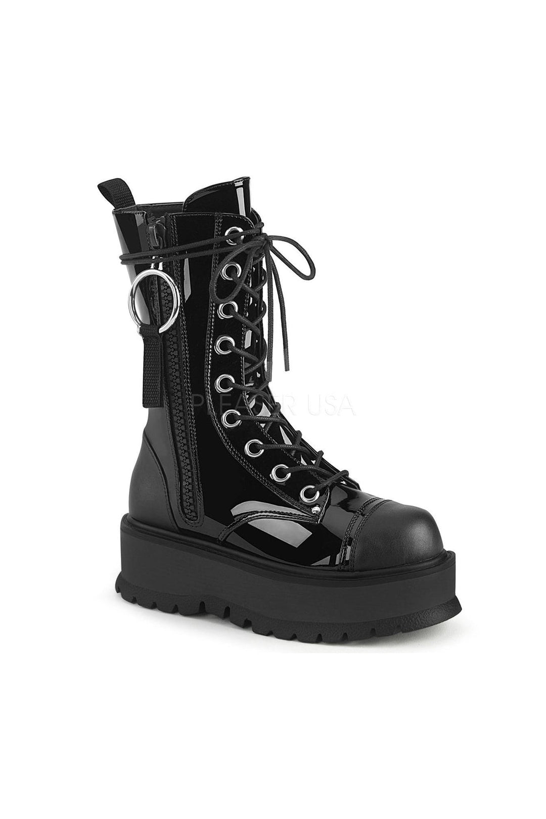 Demonia SLACKER-220  Ankle Boot in Black Patent from SexyShoes.com