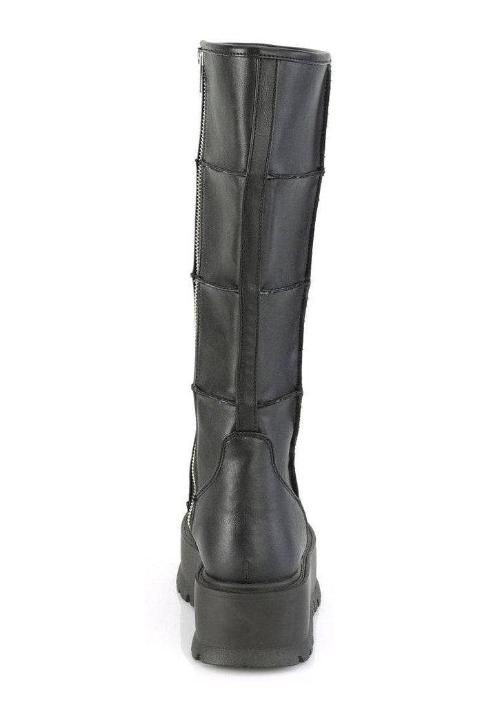 SLACKER-230 Knee Boot | Black Faux Leather-Knee Boots-Demonia-SEXYSHOES.COM