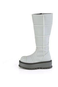 Demonia SLACKER-230 Knee Boot in Grey Faux Leather