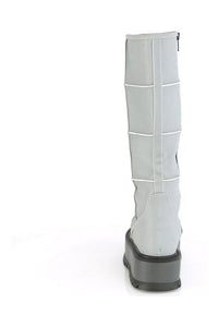 Demonia SLACKER-230 Knee Boot in Grey Faux Leather