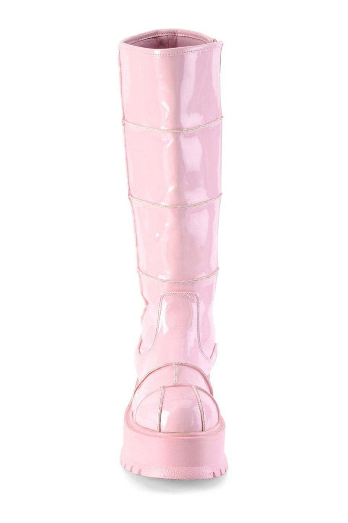 Demonia SLACKER-230 Knee Boot in Hologram Patent