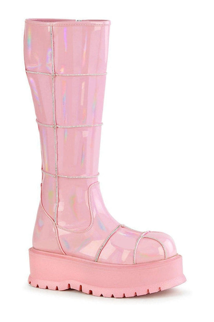 SLACKER-230 Knee Boot | Hologram Patent-Knee Boots-Demonia-SEXYSHOES.COM