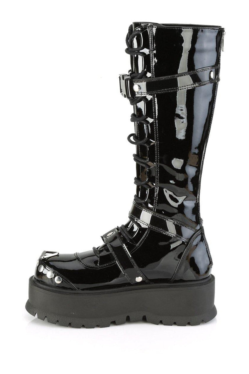 Demonia SLACKER-260 Knee Boot in Black Patent