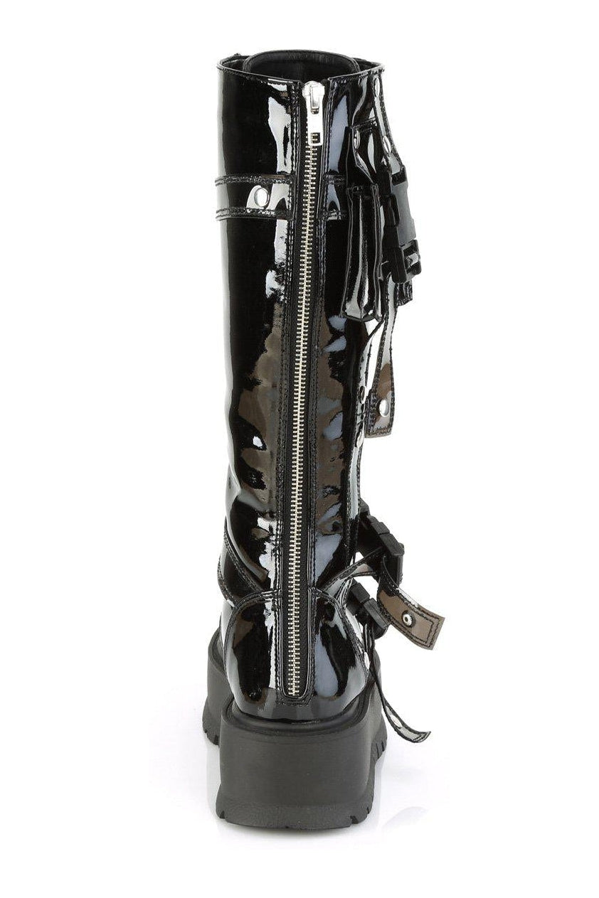 Demonia SLACKER-260 Knee Boot in Black Patent