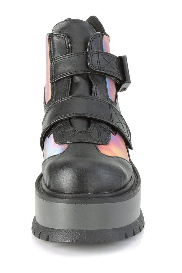 SLACKER-32 Ankle Boot | Black Faux Leather-Ankle Boots-Demonia-SEXYSHOES.COM