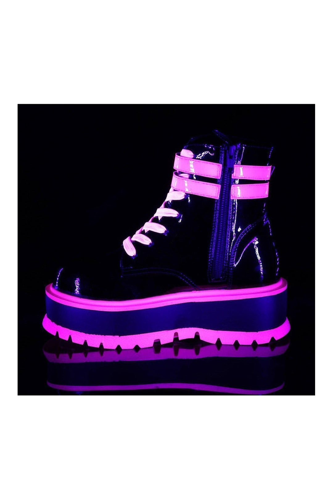 Demonia SLACKER-52 Ankle Boot in Black Patent