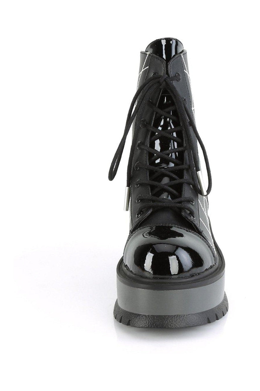 Demonia SLACKER-88 Ankle Boot in Black Faux Leather