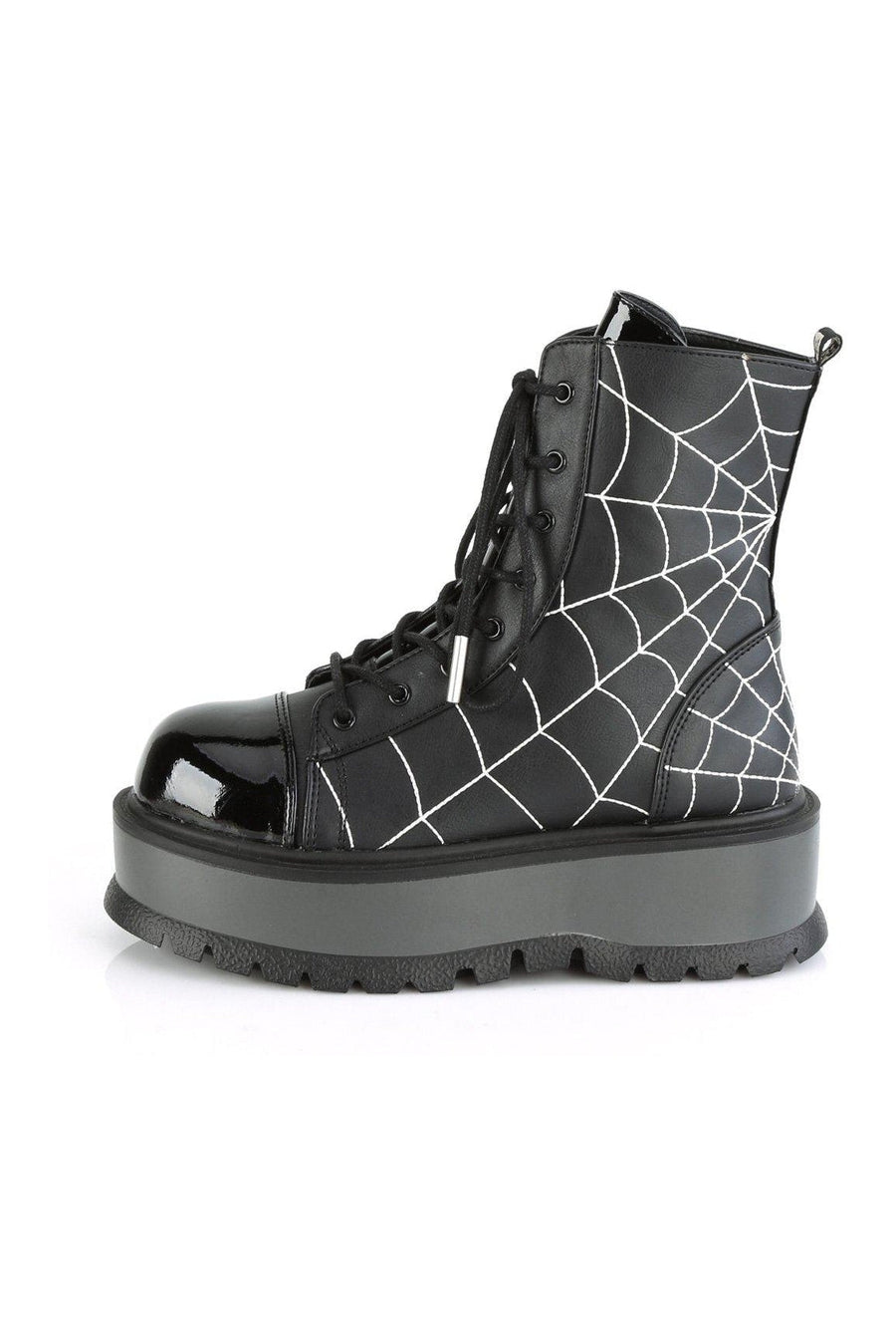 Demonia SLACKER-88 Ankle Boot in Black Faux Leather
