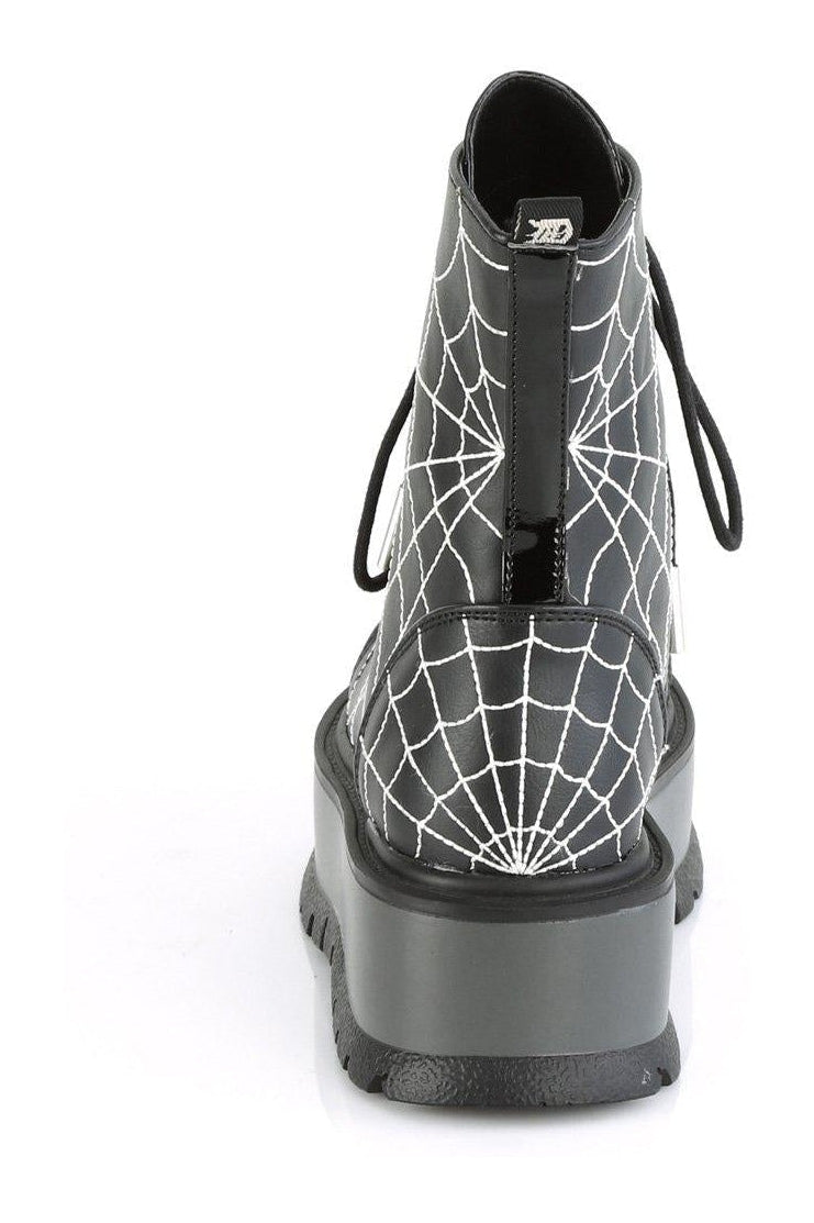 Demonia SLACKER-88 Ankle Boot in Black Faux Leather