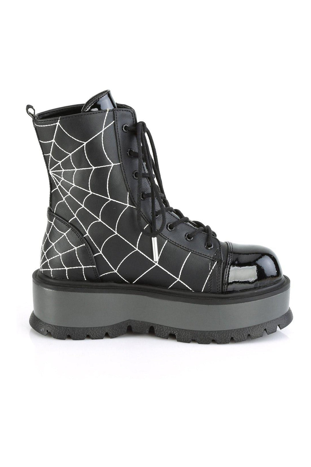 Demonia SLACKER-88 Ankle Boot in Black Faux Leather