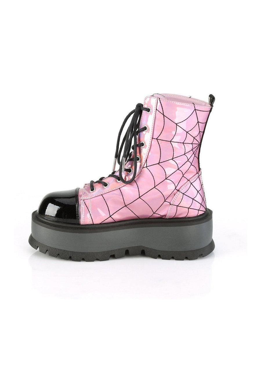 Demonia SLACKER-88 Ankle Boot in Hologram Patent