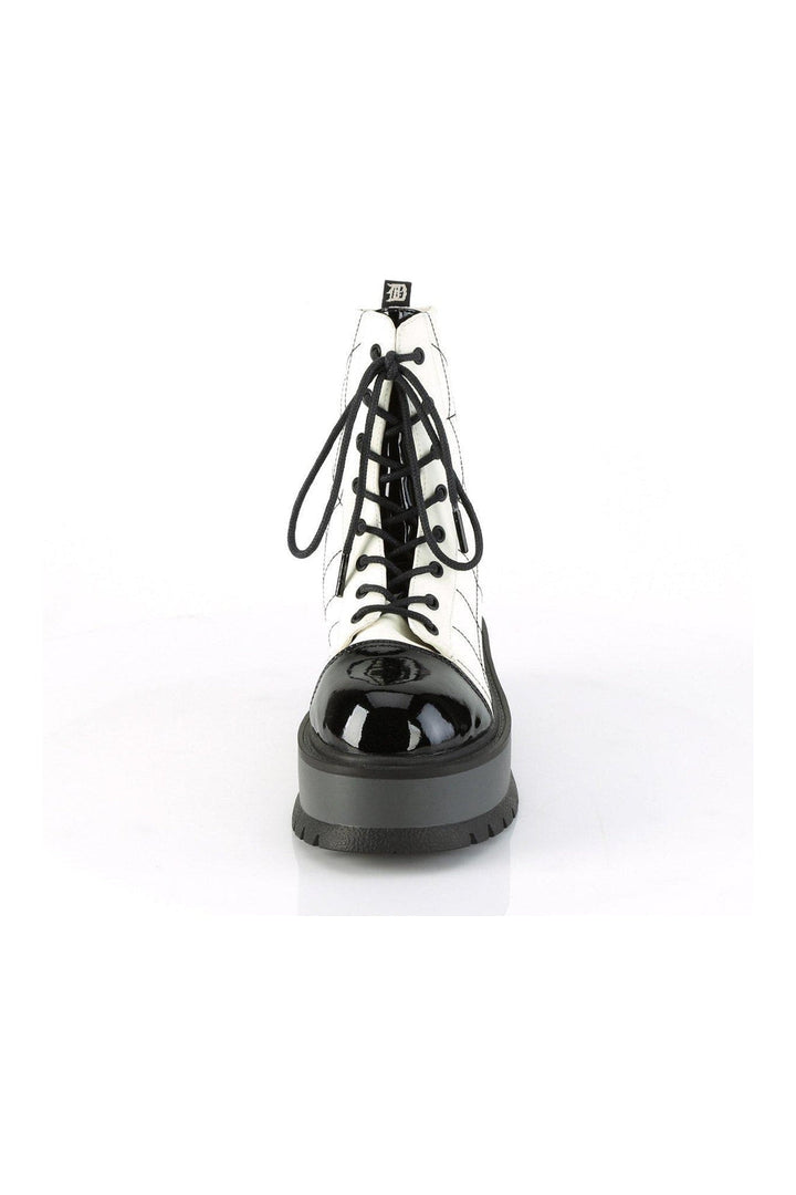 SLACKER-88 Ankle Boot | White Faux Leather