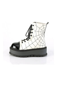 Demonia SLACKER-88 Ankle Boot in White Faux Leather