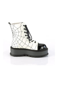 Demonia SLACKER-88 Ankle Boot in White Faux Leather