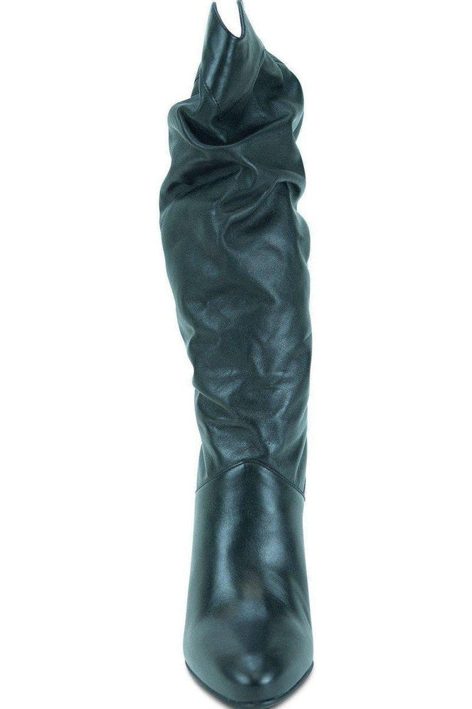 Sexyshoes Brand Slouch Boot Wide Black Leather in Black Genuine Leather