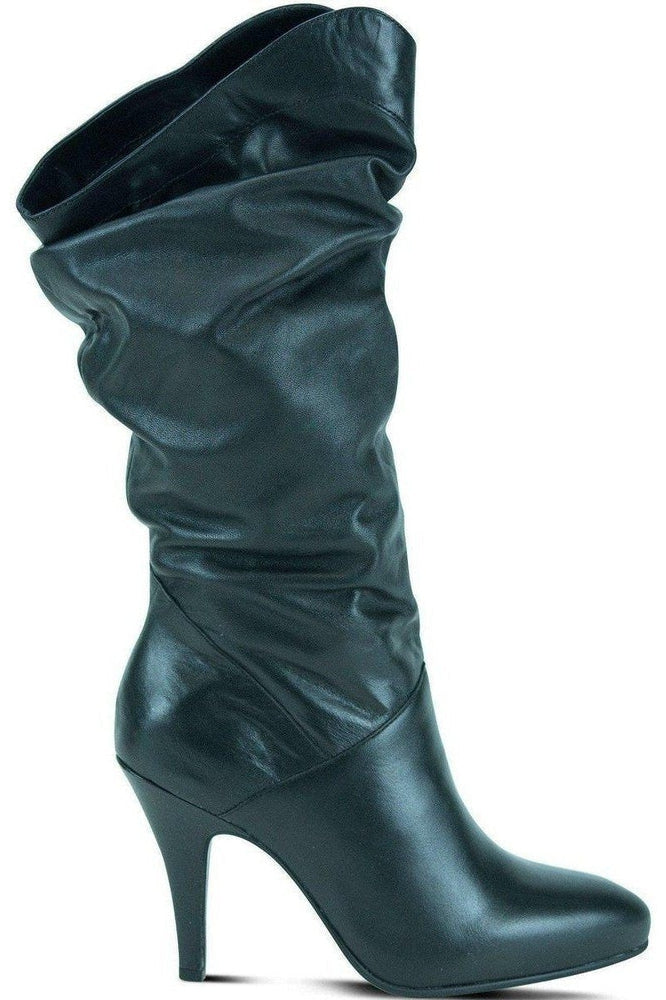 Sexyshoes Brand Slouch Boot Wide Black Leather in Black Genuine Leather