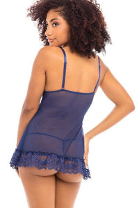 Oh La La Cheri Soft Cup Lace Babydoll in Blue 
