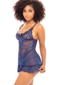 Oh La La Cheri Soft Cup Lace Babydoll in Blue 