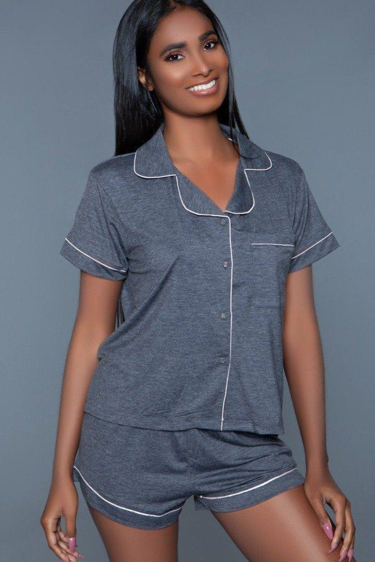 BeWicked Soft Jersey Sleepwear Set in Grey  from SexyShoes.com