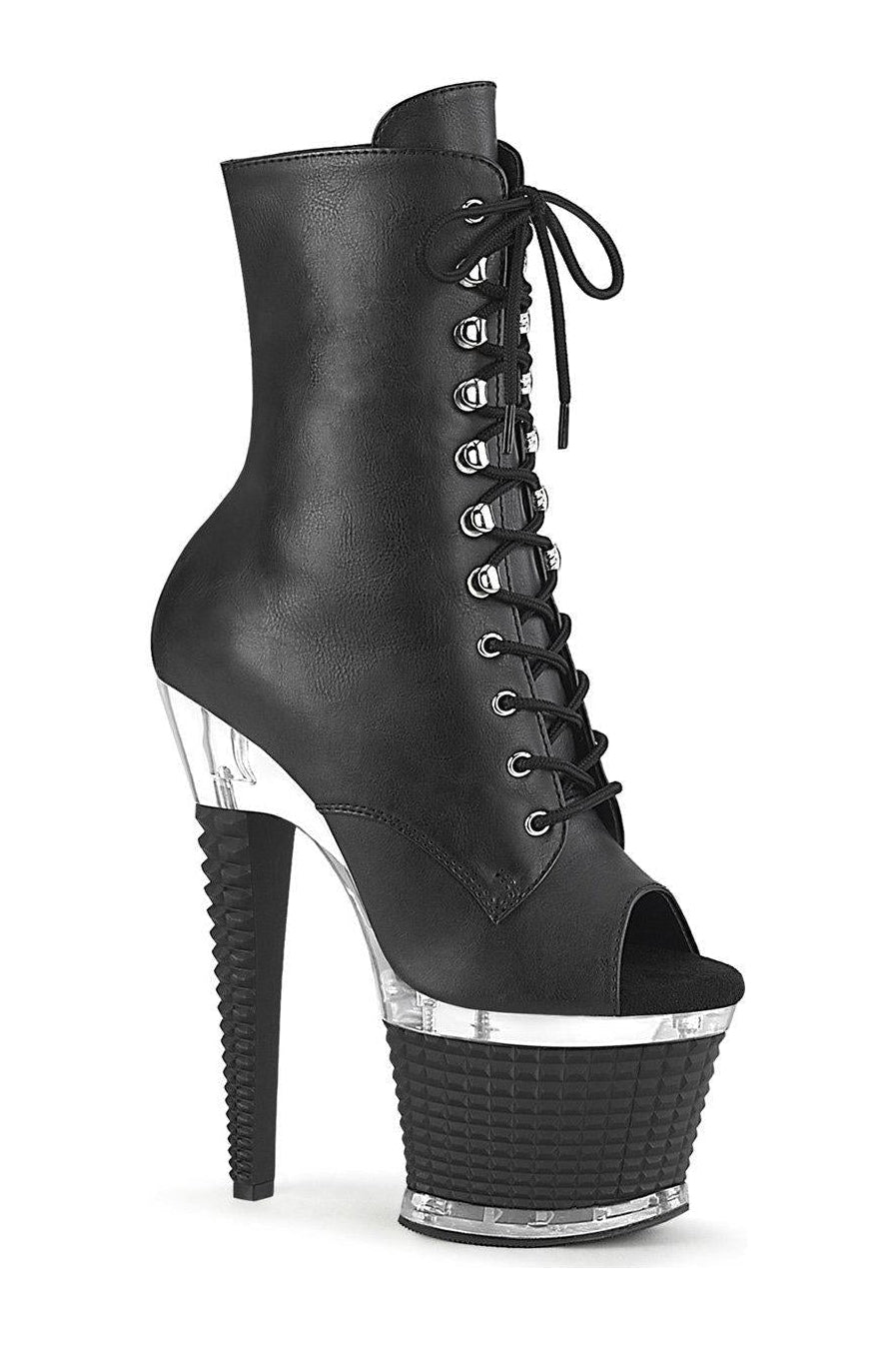 Pleaser SPECTATOR-1021 Ankle Boot in Black Faux Leather from SexyShoes.com