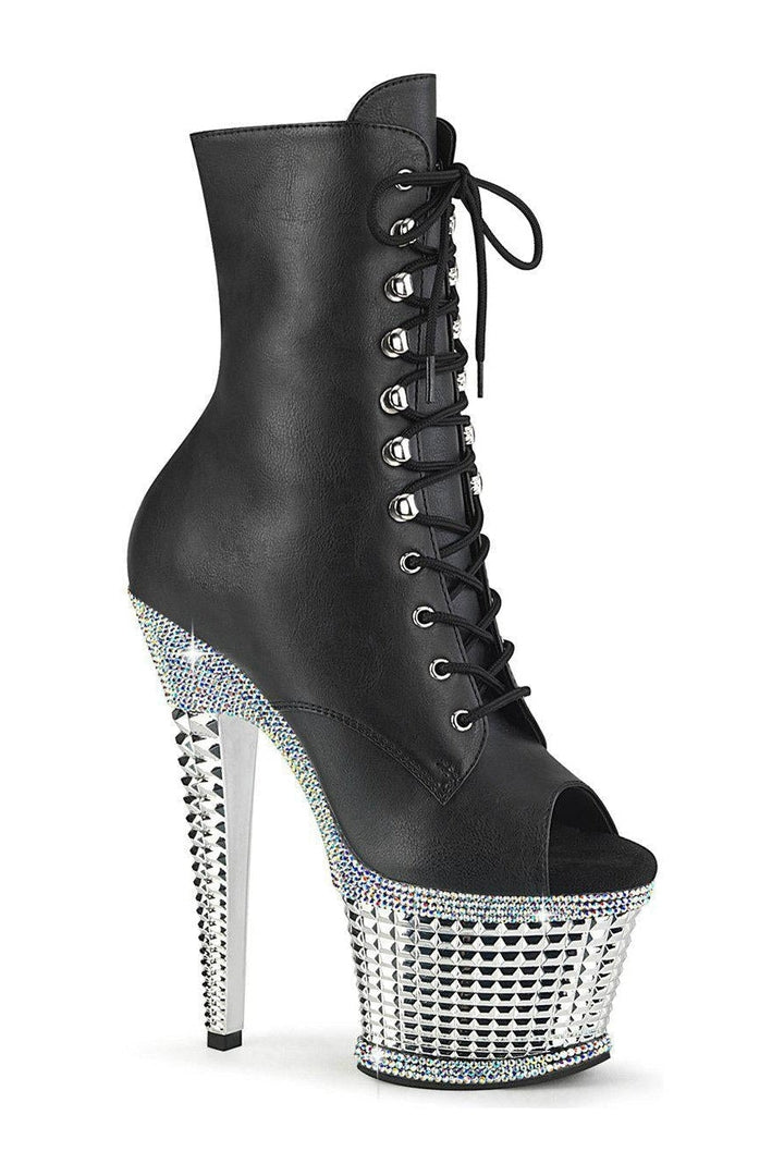 SPECTATOR-1021RS Ankle Boot | Black Faux Leather-Ankle Boots-Pleaser-Black-10-Faux Leather-SEXYSHOES.COM