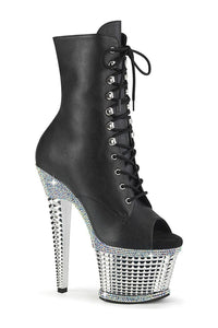 Pleaser SPECTATOR-1021RS Ankle Boot in Black Faux Leather from SexyShoes.com