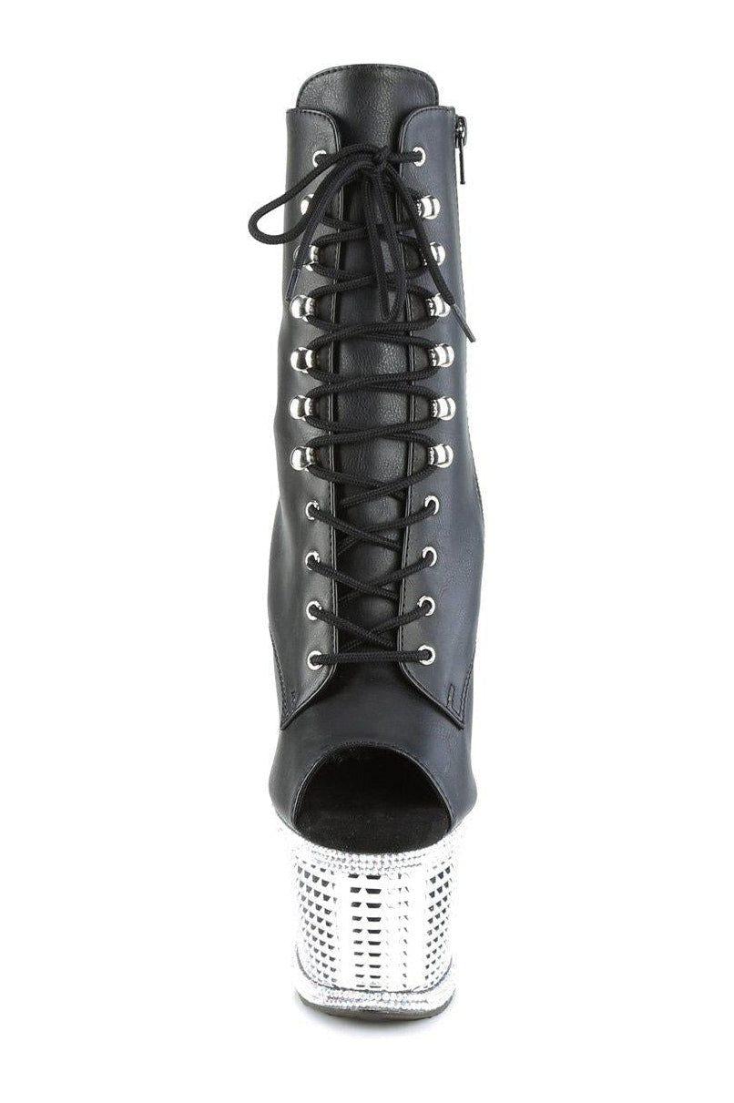 Pleaser SPECTATOR-1021RS Ankle Boot in Black Faux Leather