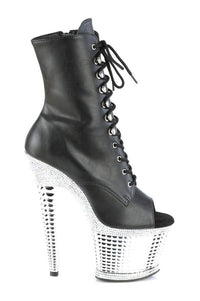 Pleaser SPECTATOR-1021RS Ankle Boot in Black Faux Leather