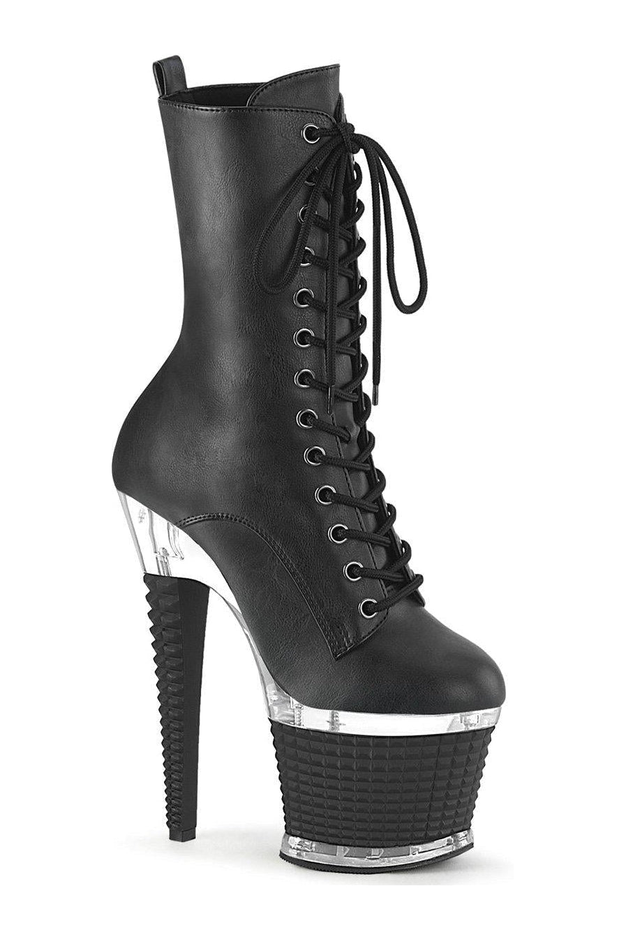 SPECTATOR-1040 Knee Boot | Black Faux Leather-Knee Boots-Pleaser-Black-8-Faux Leather-SEXYSHOES.COM