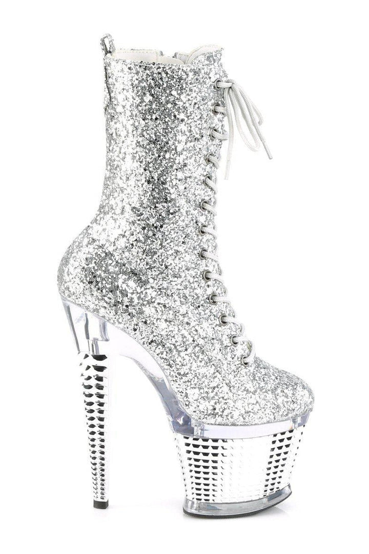 SPECTATOR-1040G Knee Boot | Silver Glitter-Knee Boots-Pleaser-SEXYSHOES.COM